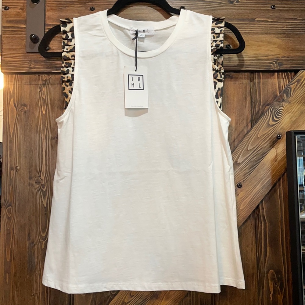 Thml leopard flutter sleeve top